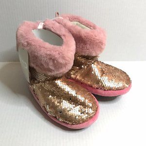L2D Girls Sequins Warm Winter Slippers Size:L NWT